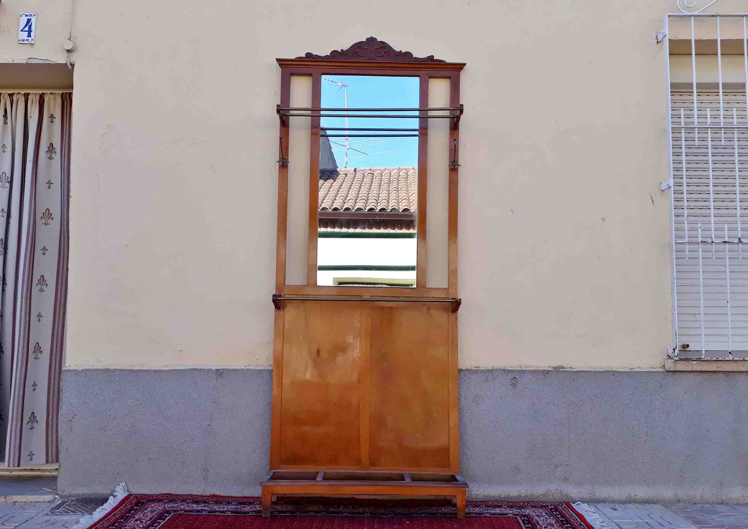 Mueble recibidor con espejo. Perchero antiguo vintage. | Viejo Odeón
