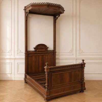 Cama antigua Dosel estilo Alfonsino (150 cm). Cama antigua Dosel estilo Isabelino inglés Victoriano.