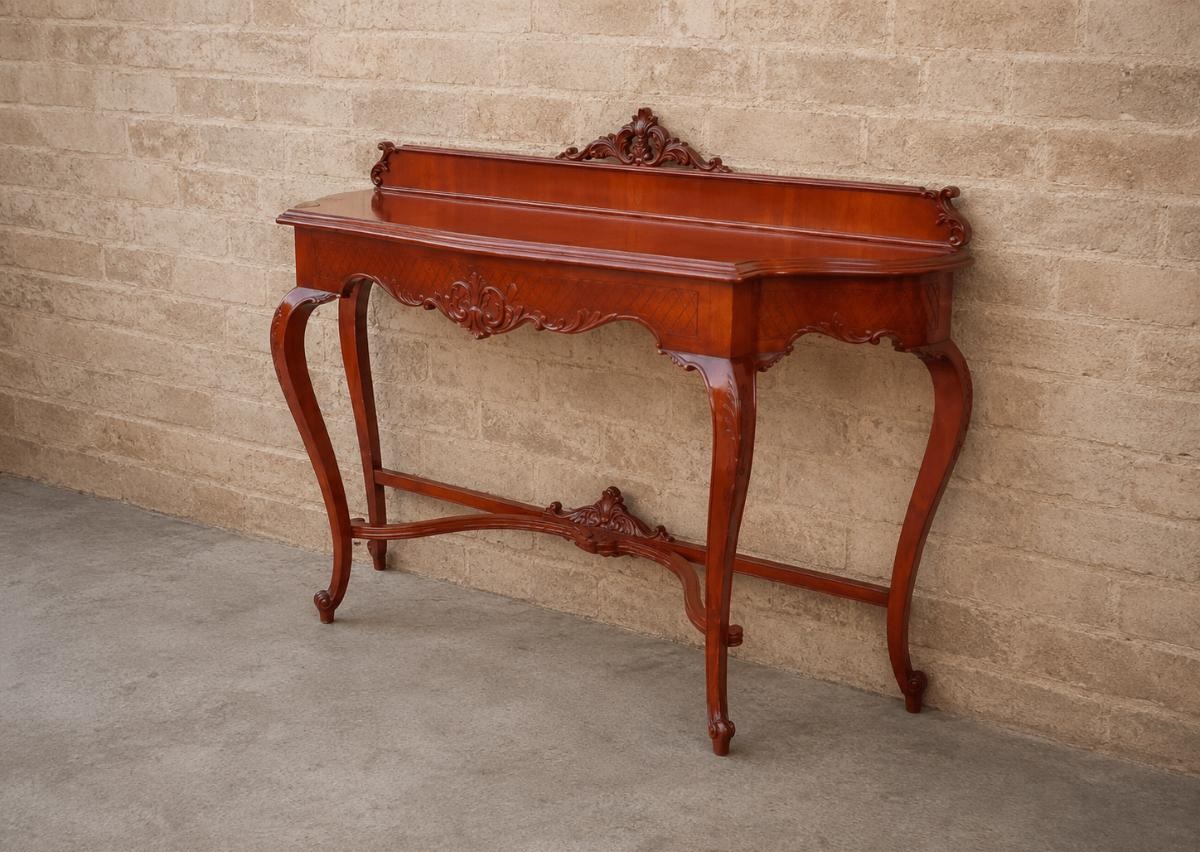 Gran consola antigua estilo Luis XV. 185 cm largo. Consola grande. Mesa auxiliar de pared aparador. - Imagen 2
