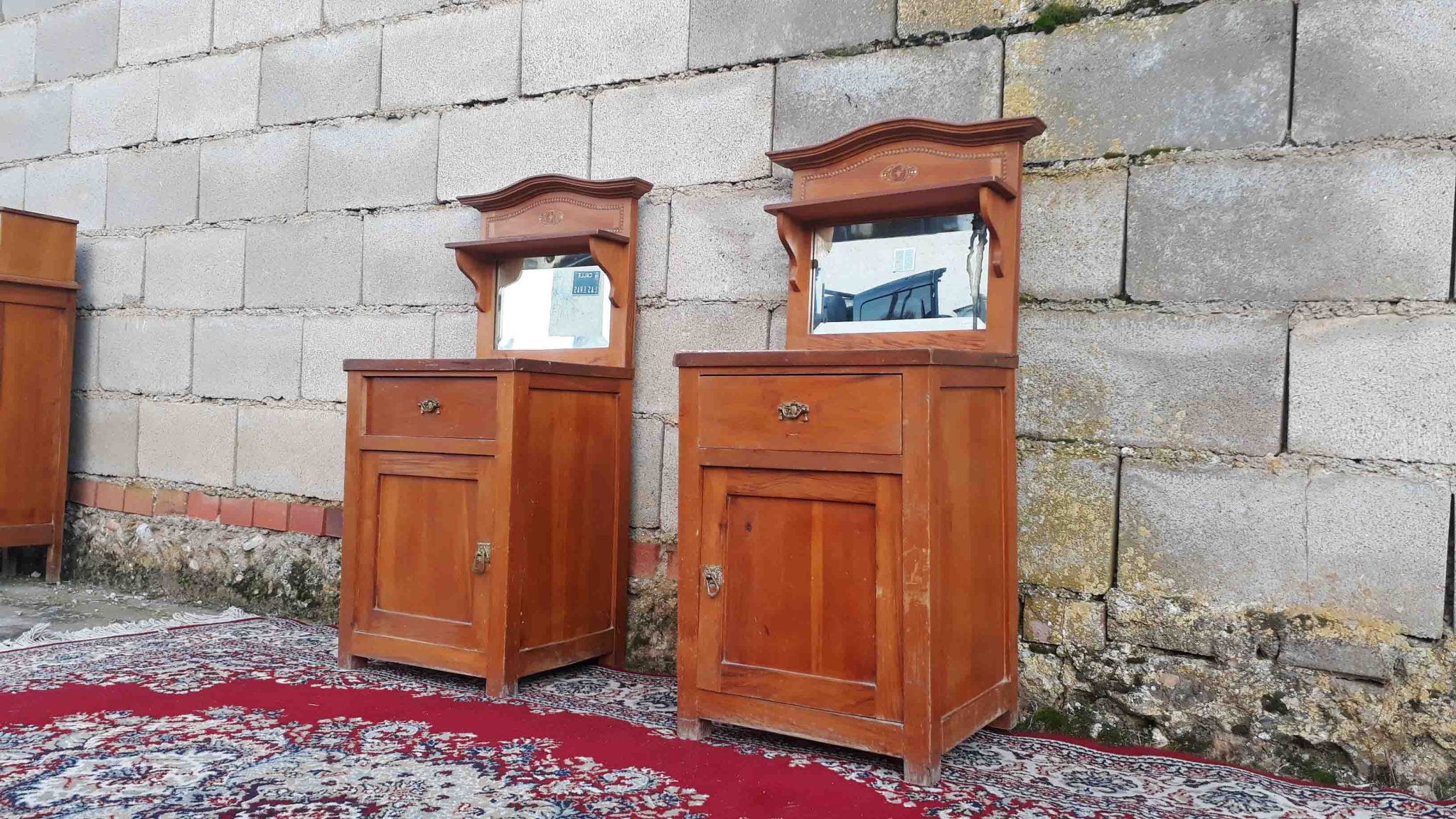 2 dos mesillas de noche antiguas estilo inglés eduardiano Pareja de ...