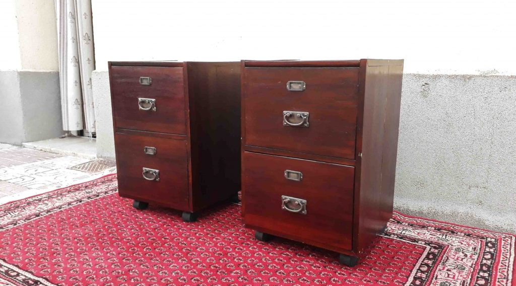 2 dos mesillas de noche antiguas vintage tipo archivador industrial