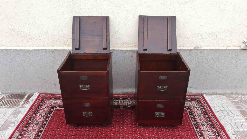 2 dos mesillas de noche antiguas vintage tipo archivador industrial