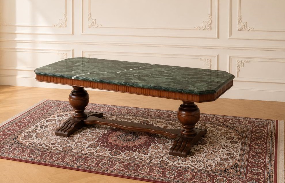 Mesa baja antigua centro de salón (145 cm). Gran Mesa Auxiliar antigua estilo inglés Victoriano.