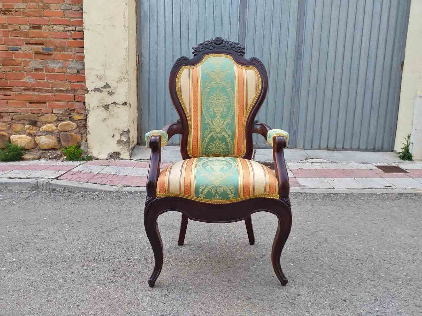 2 dos sillones antiguos caoba estilo isabelino s.XIX. Butaca antigua sillón  antiguo vintage Luis XV.