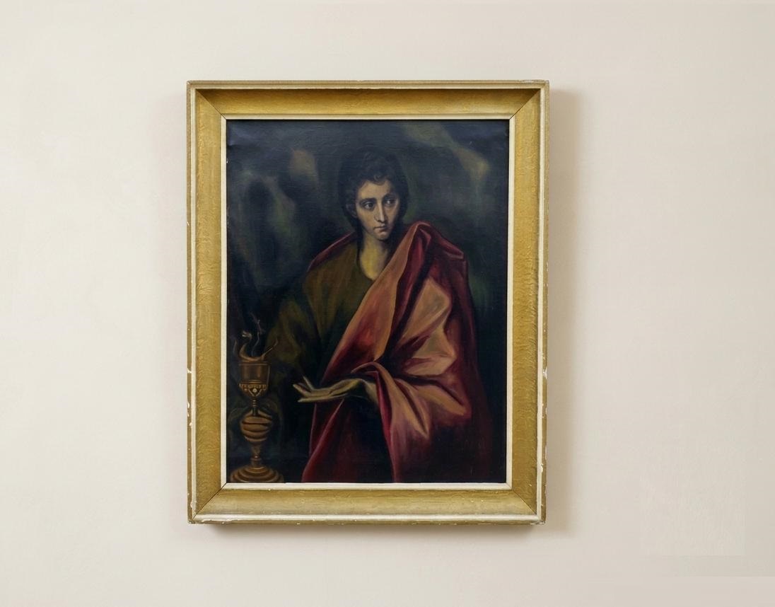 Cuadro copia pintura San Juan Evangelista El Greco, cuadro oleo sobre lienzo.