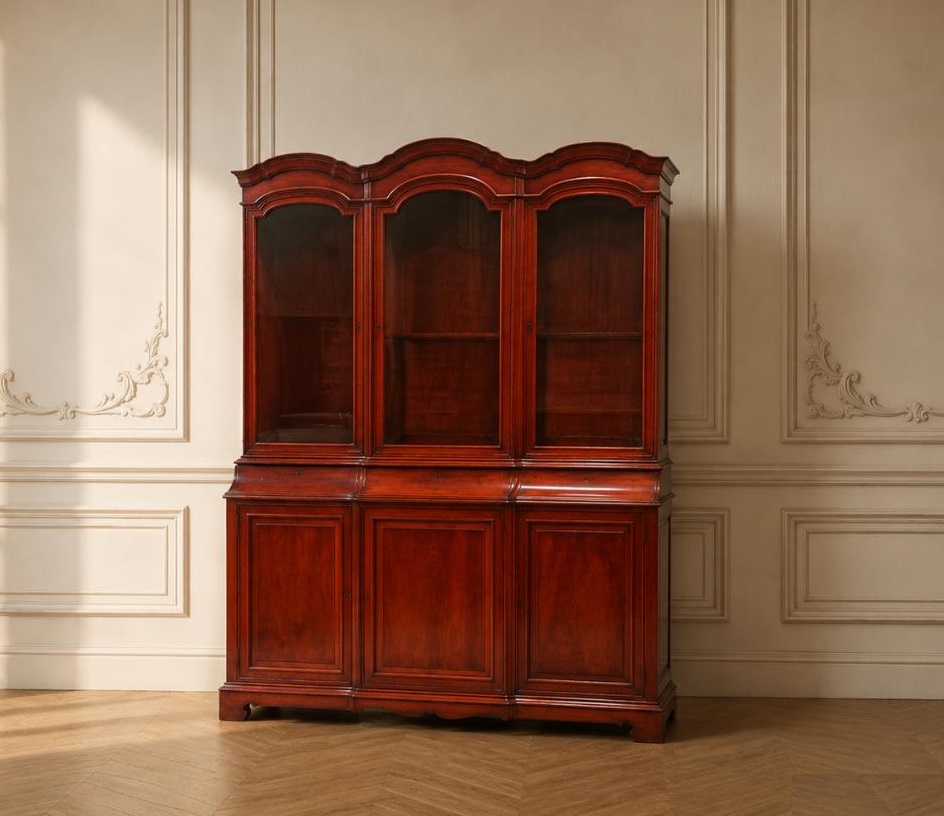 Aparador Mueble Salón Librero Despacho antiguo estilo inglés Victoriano. Vitrina Estantería Librería.