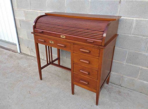 Escritorio antiguo persiana estilo Americano 1920. Bureau Buró Canterano Escritorio tapa antiguo Art Decó. - Imagen 2