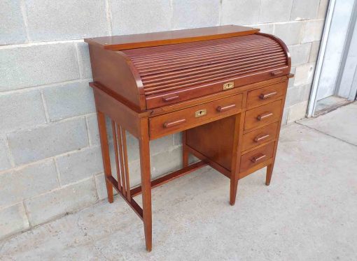 Escritorio antiguo persiana estilo Americano 1920. Bureau Buró Canterano Escritorio tapa antiguo Art Decó. - Imagen 4