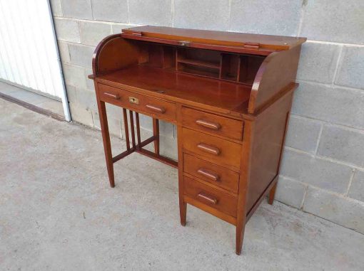 Escritorio antiguo persiana estilo Americano 1920. Bureau Buró Canterano Escritorio tapa antiguo Art Decó. - Imagen 7