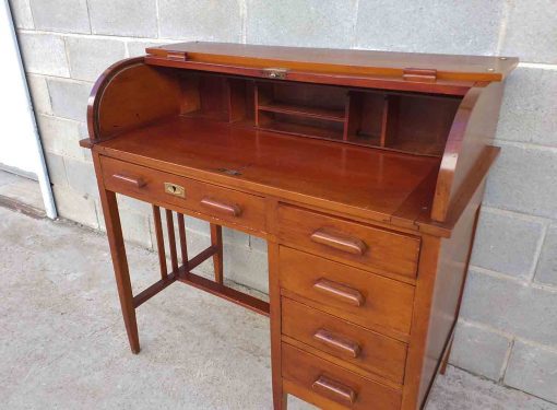 Escritorio antiguo persiana estilo Americano 1920. Bureau Buró Canterano Escritorio tapa antiguo Art Decó. - Imagen 8