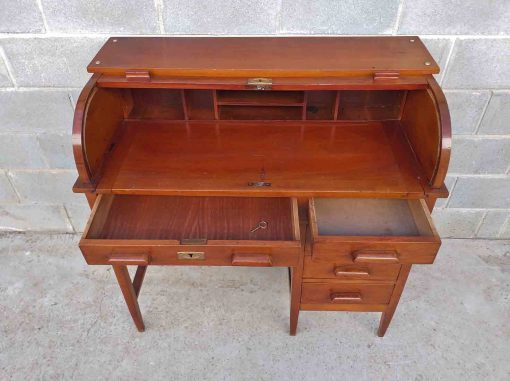 Escritorio antiguo persiana estilo Americano 1920. Bureau Buró Canterano Escritorio tapa antiguo Art Decó. - Imagen 10