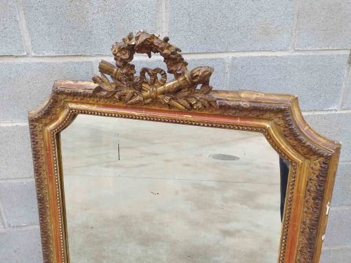 Espejo antiguo estilo Luis XVI pan de oro. Espejo antiguo dorado Neoclásico Napoleón III Isabelino. - Imagen 7
