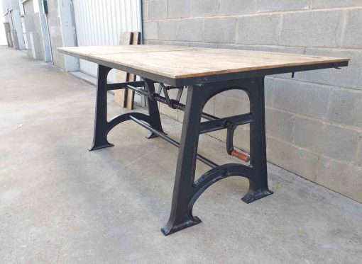 Gran mesa antigua hierro estilo Industrial. Mesa Taller grande Vintage. Mueble Mesa salón comedor. - Imagen 4