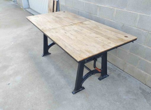 Gran mesa antigua hierro estilo Industrial. Mesa Taller grande Vintage. Mueble Mesa salón comedor. - Imagen 5