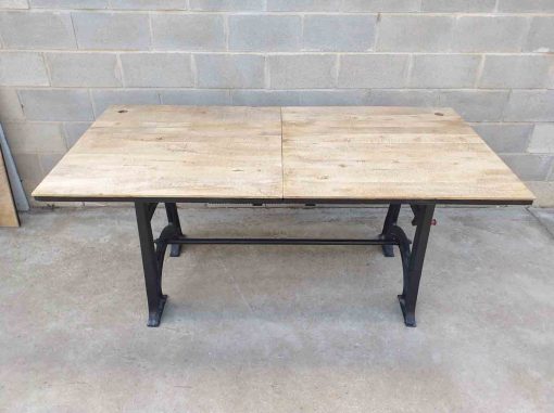 Gran mesa antigua hierro estilo Industrial. Mesa Taller grande Vintage. Mueble Mesa salón comedor. - Imagen 8