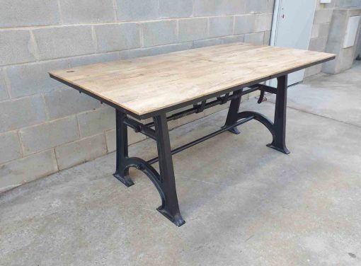 Gran mesa antigua hierro estilo Industrial. Mesa Taller grande Vintage. Mueble Mesa salón comedor. - Imagen 10