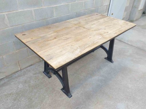 Gran mesa antigua hierro estilo Industrial. Mesa Taller grande Vintage. Mueble Mesa salón comedor. - Imagen 7