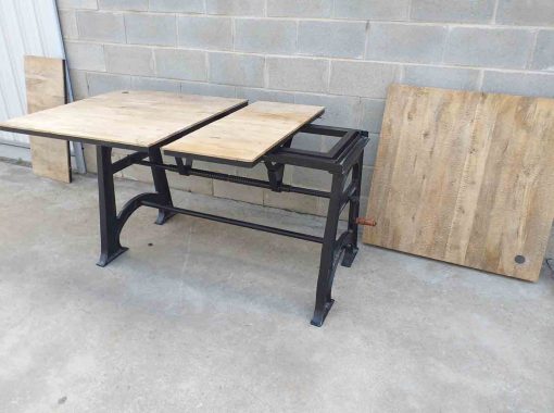 Gran mesa antigua hierro estilo Industrial. Mesa Taller grande Vintage. Mueble Mesa salón comedor. - Imagen 12