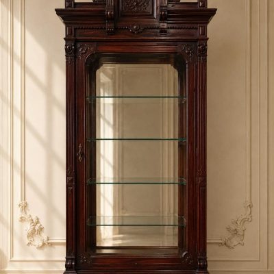 Vitrina antigua estilo Alfonsino 220 cm. Gran mueble vitrina expositora antigua estilo isabelino.