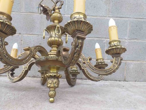 Lampara antigua estilo Luis XVI bronce 45 kg. Lámpara de techo araña antigua vintage. - Imagen 2