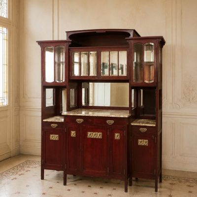 Gran Aparador antiguo estilo Modernista Art Nouveau Art Decó. Mueble de Salón Librero Estantería Librería.