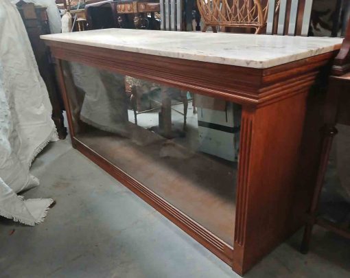 Mostrador antiguo con Mármol estilo inglés 170 cm. Mueble Mostrador antiguo con Vitrina Expositora.