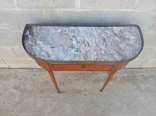 Pequeña Consola antigua estilo Luis XVI marquetería (78 cm). Mueble Consola antigua estilo inglés. - Imagen 4