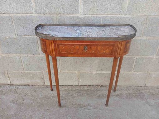 Pequeña Consola antigua estilo Luis XVI marquetería (78 cm). Mueble Consola antigua estilo inglés. - Imagen 3