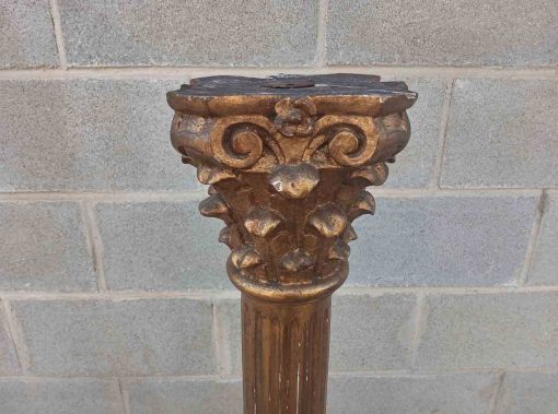 Columna antigua estilo Corintio pan de oro 145 cm. Lámpara de pie antigua Columna antigua dorada. - Imagen 4