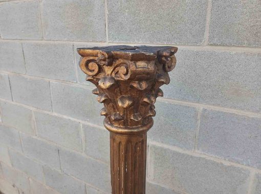 Columna antigua estilo Corintio pan de oro 145 cm. Lámpara de pie antigua Columna antigua dorada. - Imagen 3