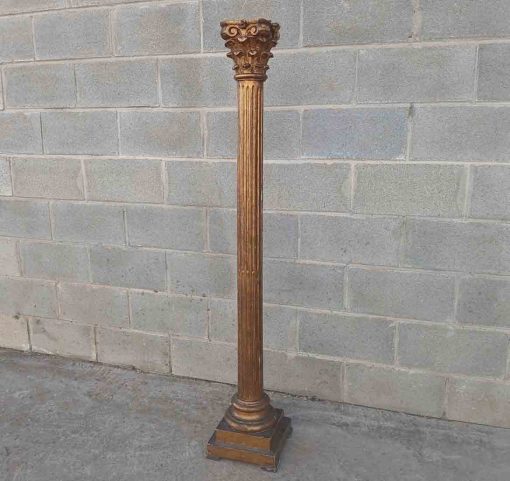 Columna antigua estilo Corintio pan de oro 145 cm. Lámpara de pie antigua Columna antigua dorada.
