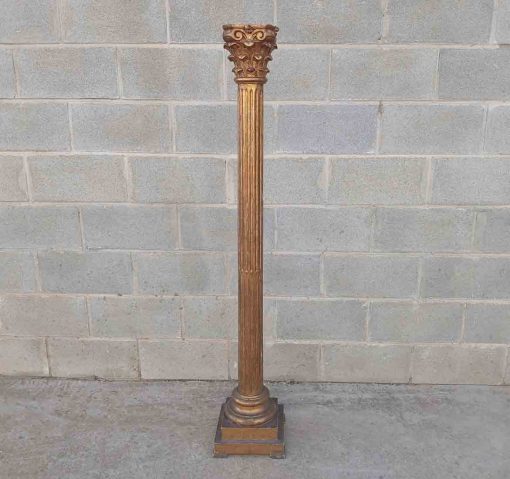 Columna antigua estilo Corintio pan de oro 145 cm. Lámpara de pie antigua Columna antigua dorada. - Imagen 2