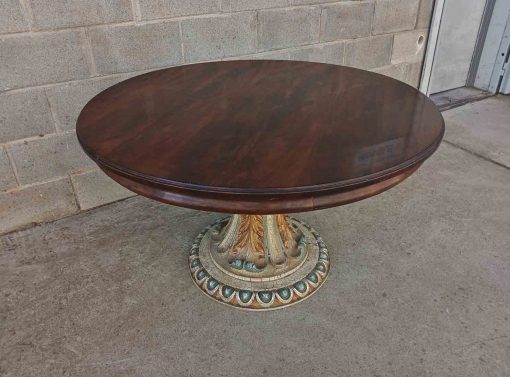 Mesa antigua estilo Luis XVI (110 cm). Mesa de salón antigua, Gran Velador, Mesa de juego jugadores. - Imagen 4