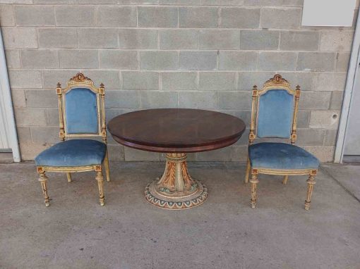 Mesa antigua estilo Luis XVI (110 cm). Mesa de salón antigua, Gran Velador, Mesa de juego jugadores. - Imagen 7