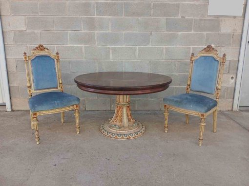 Mesa antigua estilo Luis XVI (110 cm). Mesa de salón antigua, Gran Velador, Mesa de juego jugadores. - Imagen 8