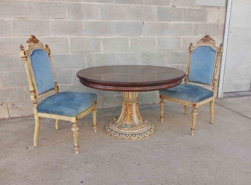 Mesa antigua estilo Luis XVI (110 cm). Mesa de salón antigua, Gran Velador, Mesa de juego jugadores. - Imagen 9