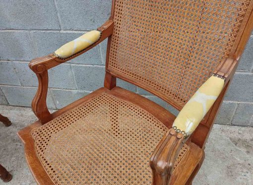 2 Dos Sillones antiguos rejilla estilo Luis XV. Butaca Silla antigua estilo Isabelino Luis XVI. - Imagen 6