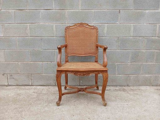 Sillón antiguo rejilla estilo Luis XV Francia. Sillón de Escritorio. Silla Descalzadora antigua. - Imagen 2
