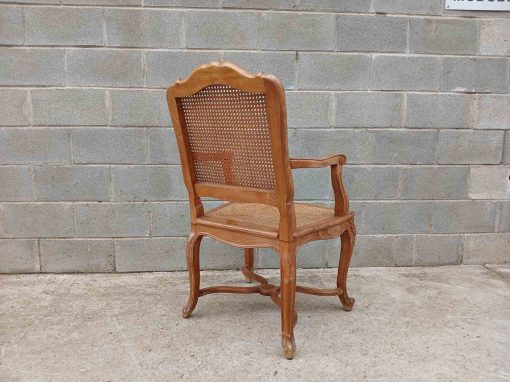 Sillón antiguo rejilla estilo Luis XV Francia. Sillón de Escritorio. Silla Descalzadora antigua. - Imagen 4