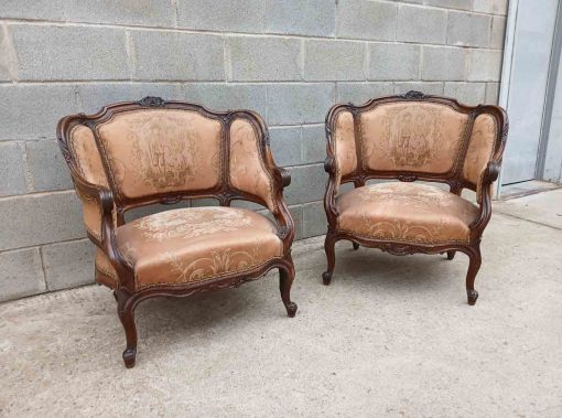2 Dos Sillones antiguos pequeños estilo Luis XV versallesco. Silla Descalzadora antigua baja Barroco. - Imagen 3