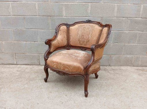 2 Dos Sillones antiguos pequeños estilo Luis XV versallesco. Silla Descalzadora antigua baja Barroco. - Imagen 4