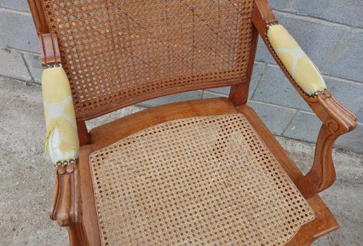 2 Dos Sillones antiguos rejilla estilo Luis XV. Butaca Silla antigua estilo Isabelino Luis XVI. - Imagen 7