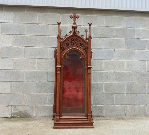 Capilla Hornacina Vitrina antigua estilo Gótico (165 cm). Mueble para Figura Santo Neogótico. - Imagen 4