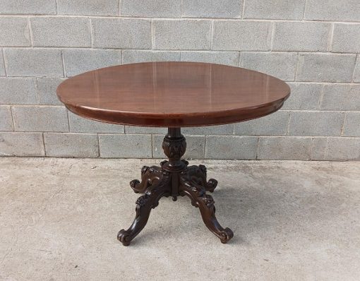 Mesa de salón antigua estilo inglés victoriano (105 cm). Mesa antigua Tilt Top redonda. Gran Velador.
