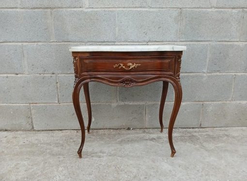 Mesa Auxiliar antigua estilo Luis XV. Mesita Dormitorio antigua, Mesilla de noche antigua Isabelino. - Imagen 2