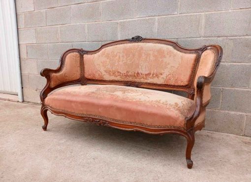 Sofá antiguo estilo Luis XV 135 cm. Sofá antiguo estilo francés versallesco. Sofá Isabelino vintage. - Imagen 2