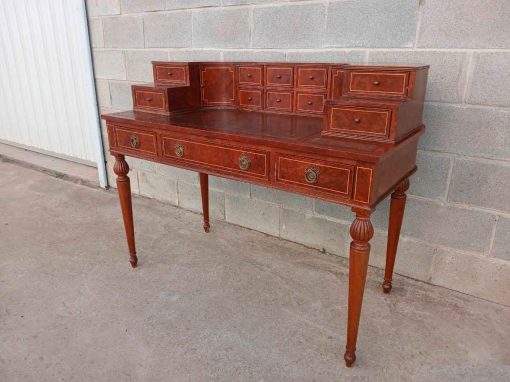 Escritorio antiguo estilo inglés Eduardiano. Mueble Secreter Secretaire antiguo Victoriano Luis XVI. - Imagen 2