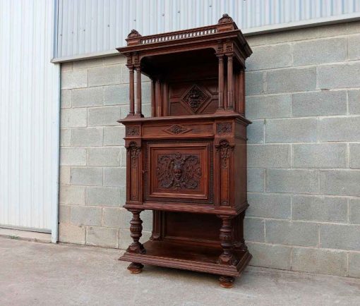 Aparador Gabinete Credenza Buffet Mueble Bar Auxiliar antiguo. Alacena estilo Alfonsino Renacimiento. - Imagen 2