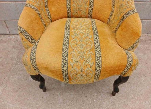 Butaca Silla Descalzadora antigua estilo Art Decó. Sillón antiguo Modernista 1920 retapizado. - Imagen 4