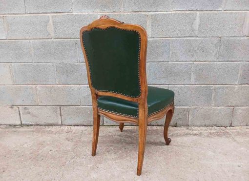 2 Dos Sillas antiguas estilo Luis XV despacho cuero verde. Silla antigua de despacho. - Imagen 4